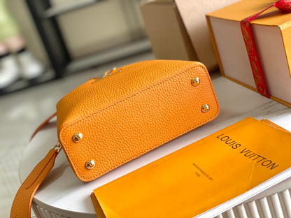 【Premium boutique original leather M21168💋M58718 ginger yellow shell buckle】