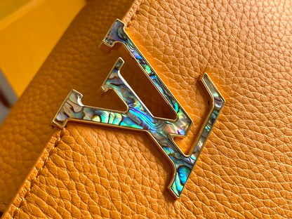 【Premium boutique original leather M21168💋M58718 ginger yellow shell buckle】