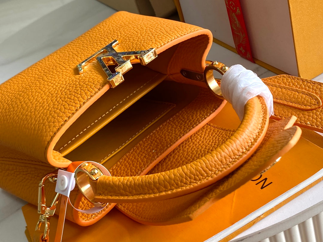【Premium boutique original leather M21168💋M58718 ginger yellow shell buckle】