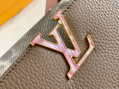 【Premium boutique original leather M21166💋 M21165 elephant gray with exotic sand snake shell buckle】