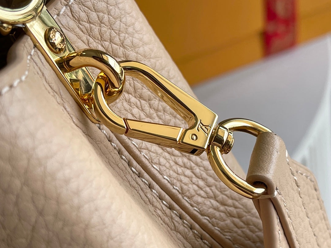 [Premium boutique original leather M81408💋M81410 beige with python gold buckle]
