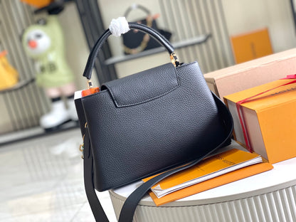 Premium boutique original leather M21641💋M21798 black gold buckle]