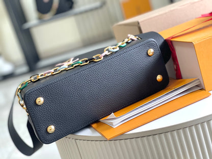 Premium boutique original leather M21641💋M21798 black gold buckle]
