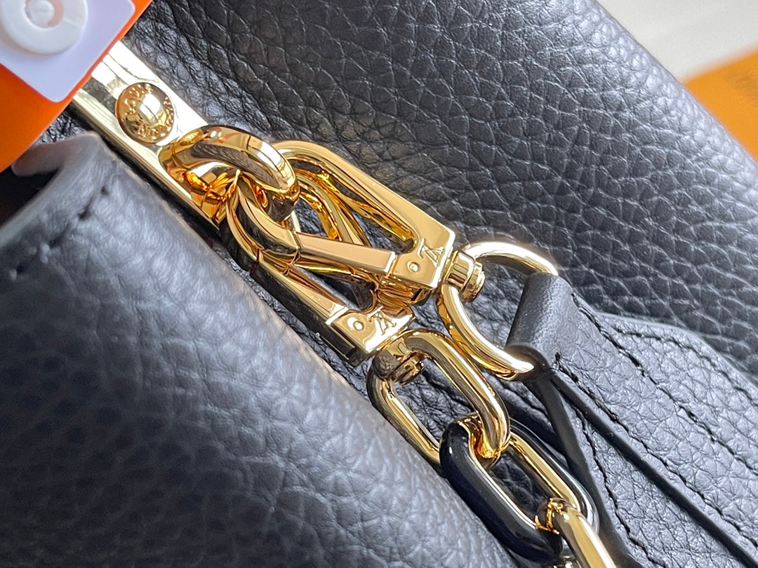 Premium boutique original leather M21641💋M21798 black gold buckle]