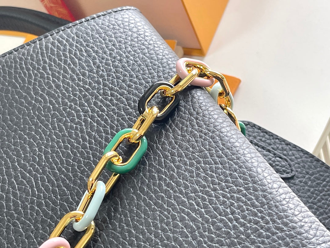 Premium boutique original leather M21641💋M21798 black gold buckle]