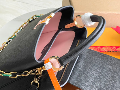 Premium boutique original leather M21641💋M21798 black gold buckle]