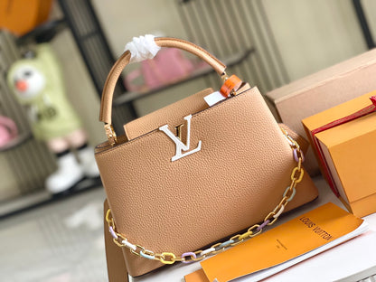 【Premium boutique original leather M21641💋M21798 soil gold buckle chain】