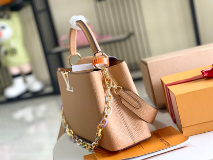 【Premium boutique original leather M21641💋M21798 soil gold buckle chain】