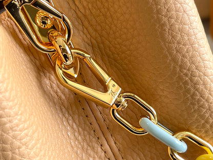 【Premium boutique original leather M21641💋M21798 soil gold buckle chain】