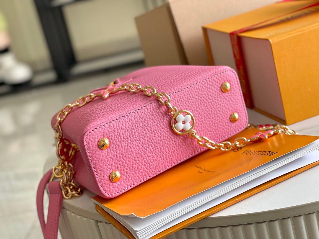 [Premium boutique original leather 💋M20845 light pink flower trio]