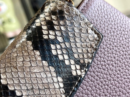 [Premium quality original leather 💋 M80041 taro purple with python gold buckle]