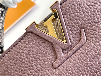 [Premium quality original leather 💋 M80041 taro purple with python gold buckle]