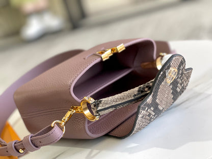 [Premium quality original leather 💋 M80041 taro purple with python gold buckle]