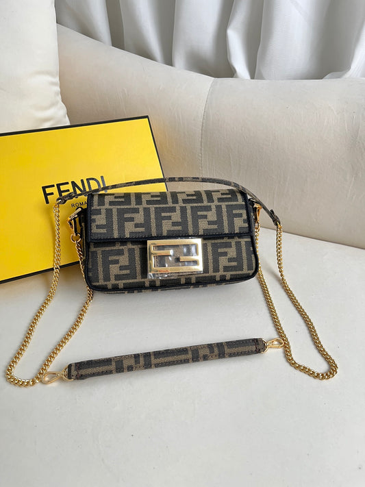 mini baguette Brown fabric bag