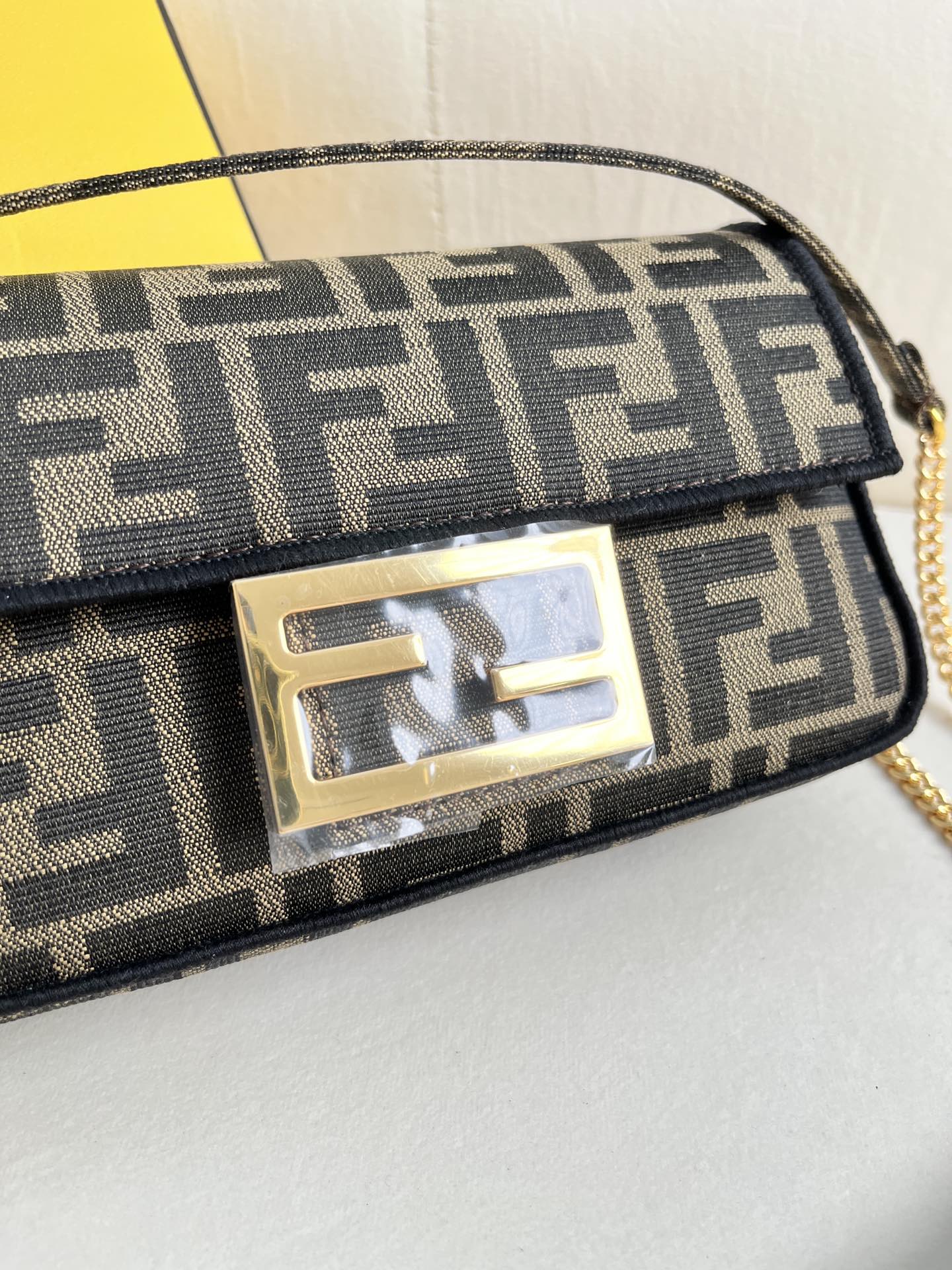 mini baguette Brown fabric bag