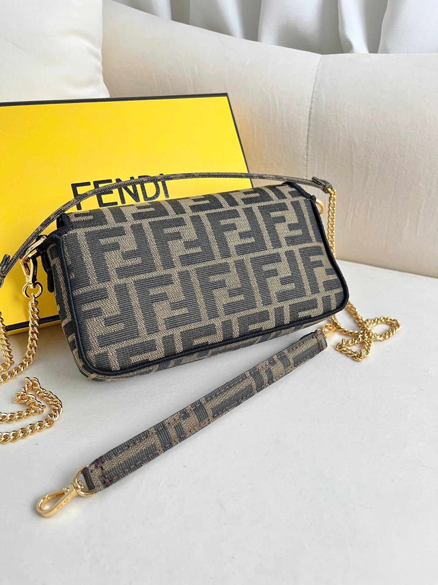 mini baguette Brown fabric bag