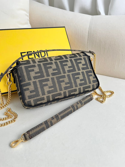 mini baguette Brown fabric bag