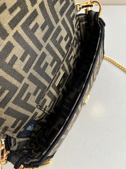 mini baguette Brown fabric bag