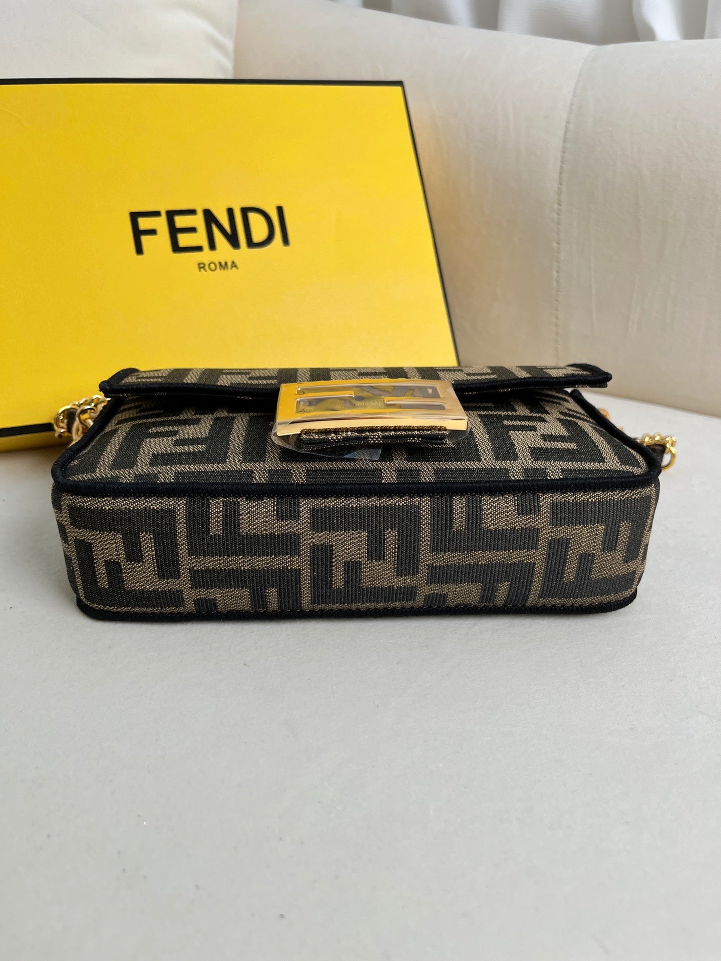 mini baguette Brown fabric bag