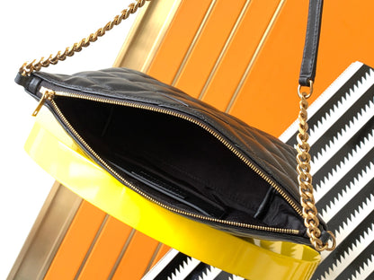 【Original Leather】Horn Stitched Sheep Leather Zipper Shoulder Bag Style number: 755979～～