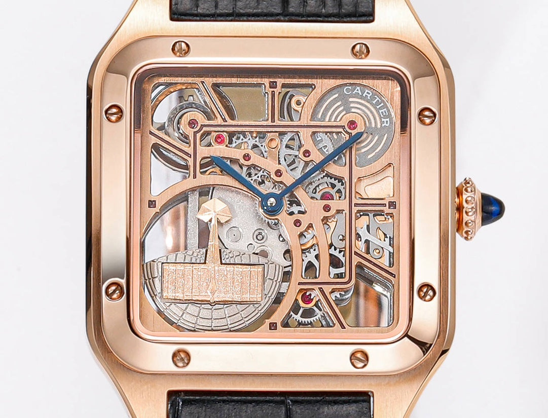 Cartier Santos hollow series Cartier's supernatural work, counter designer teamed up Table diameter: 43.5x31.4mm Movement Swiss 1042 remade original 9629 machine