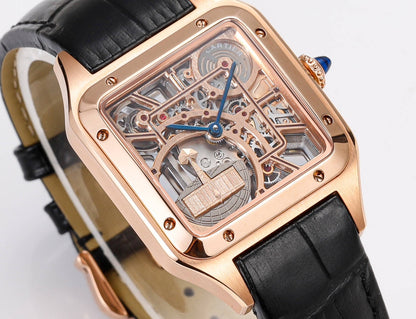 Cartier Santos hollow series Cartier's supernatural work, counter designer teamed up Table diameter: 43.5x31.4mm Movement Swiss 1042 remade original 9629 machine