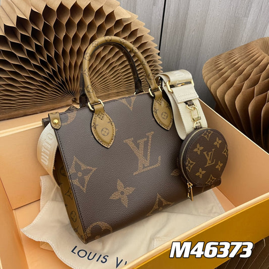 M46373. OnTheGo small bag in Monogram and Monogram Reverse canvas