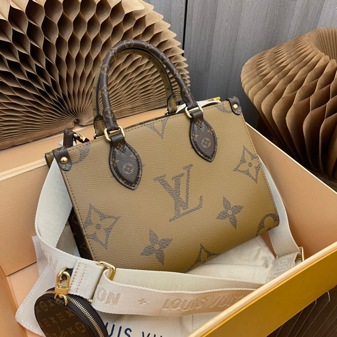 M46373. OnTheGo small bag in Monogram and Monogram Reverse canvas