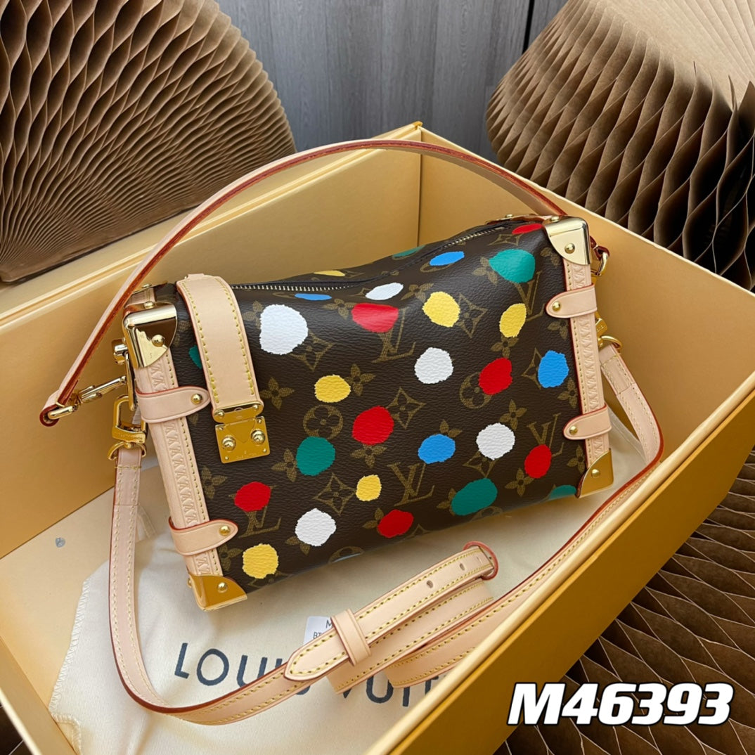 [side trunk pm handbag] M46396 presbyopic color screen printing, soft shape with strong image