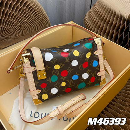 [side trunk pm handbag] M46396 presbyopic color screen printing, soft shape with strong image