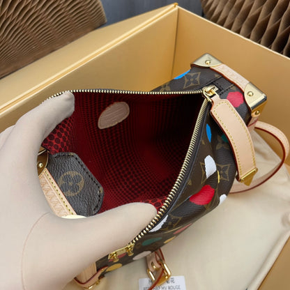 [side trunk pm handbag] M46396 presbyopic color screen printing, soft shape with strong image