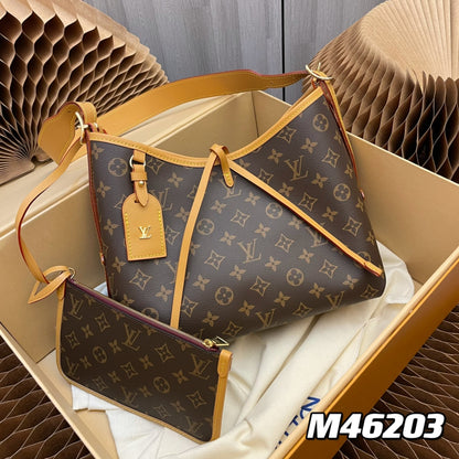 Model number M46203 CarryAll small handbag made of Monogram canvas and leather trim