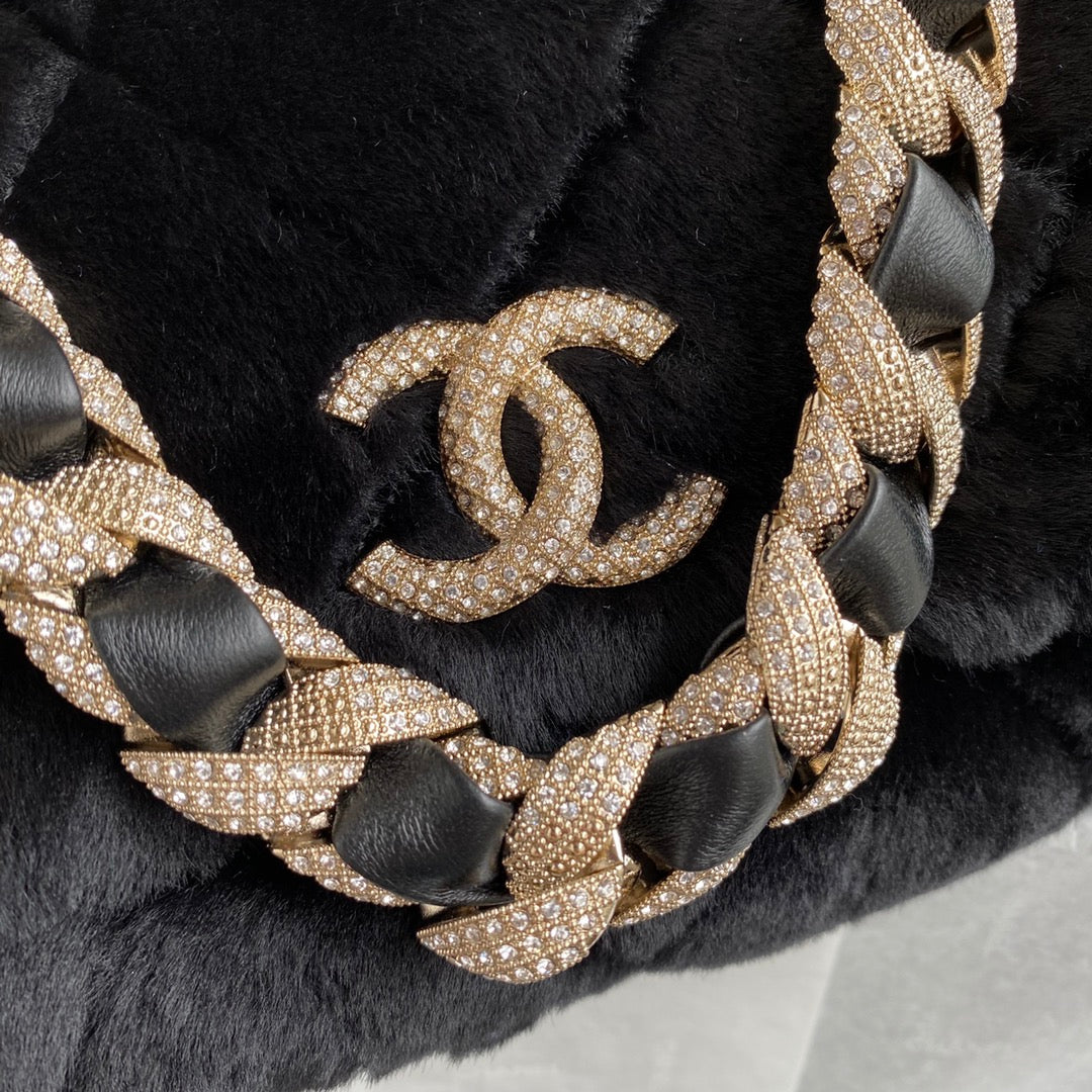 Chanel Autumn and Winter Diamond Wool AS2240 Fur Bag Flap Bag