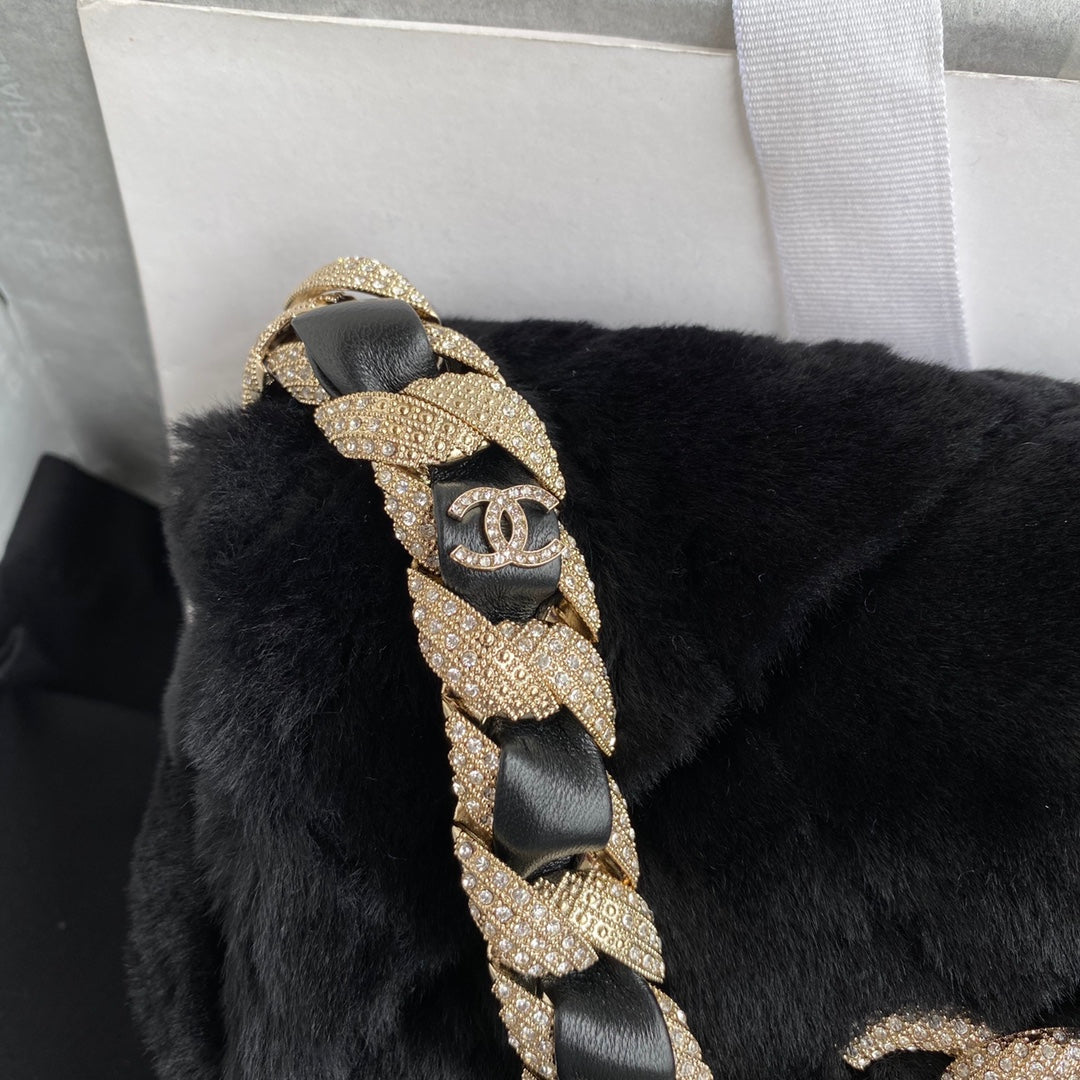 Chanel Autumn and Winter Diamond Wool AS2240 Fur Bag Flap Bag