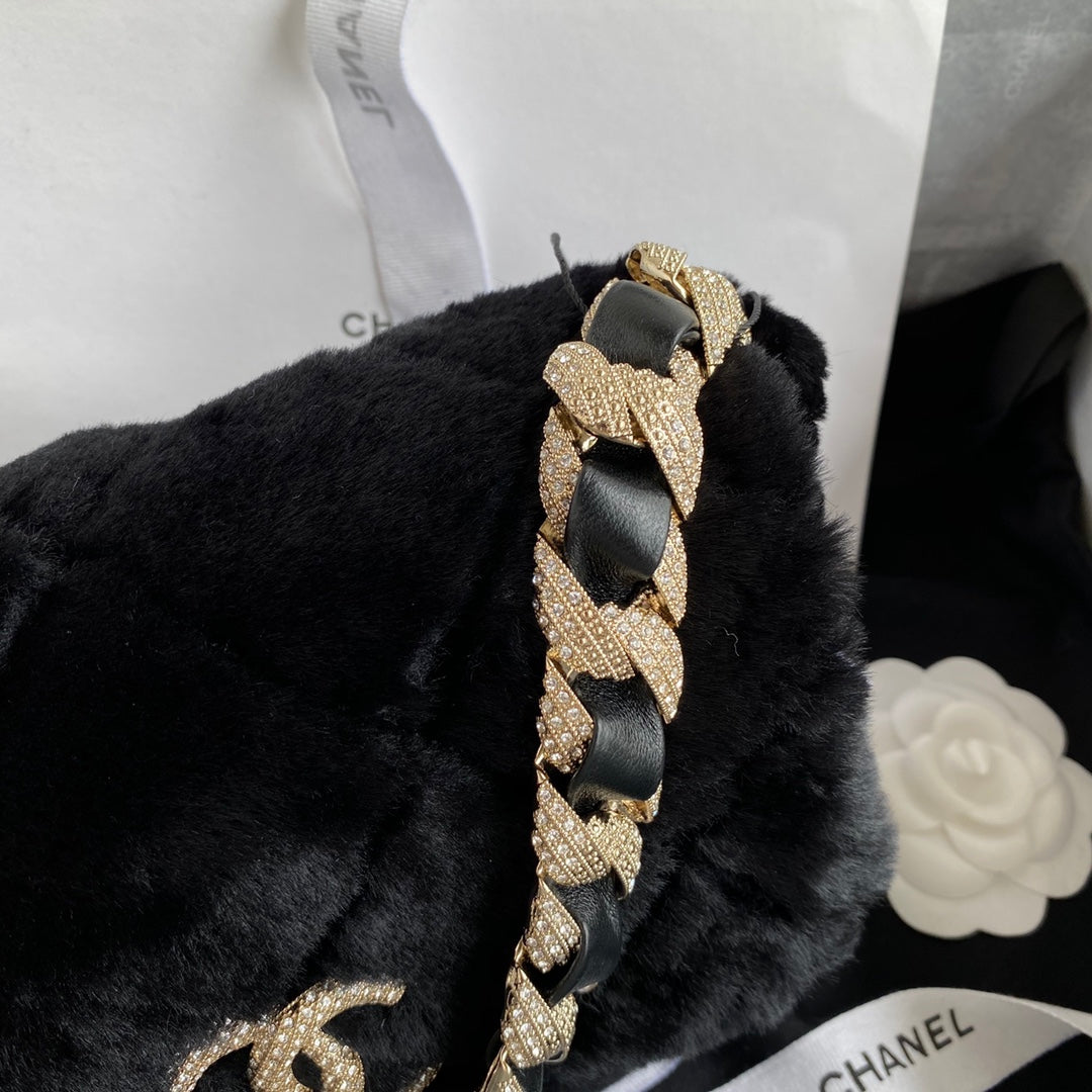 Chanel Autumn and Winter Diamond Wool AS2240 Fur Bag Flap Bag