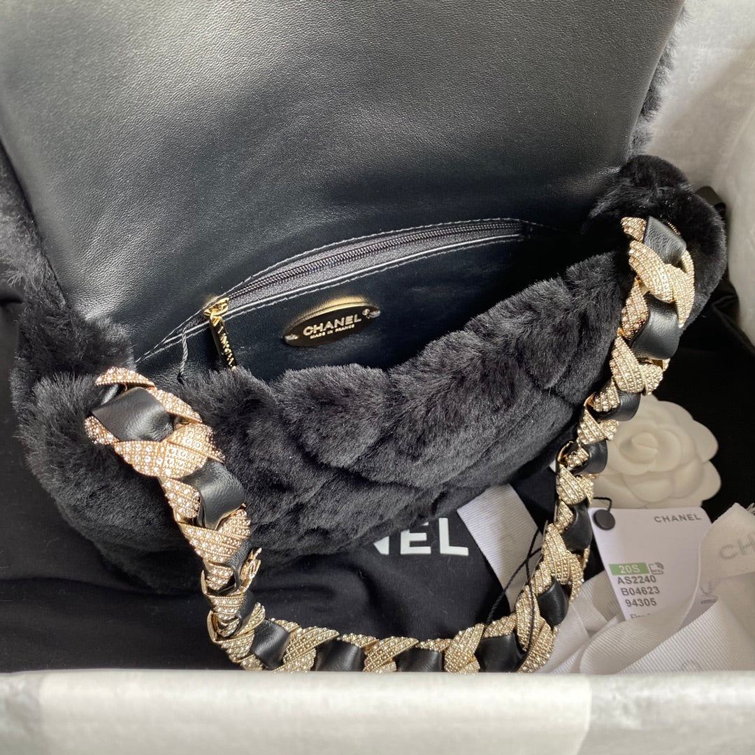 Chanel Autumn and Winter Diamond Wool AS2240 Fur Bag Flap Bag